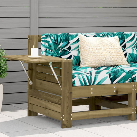 Pine Wood Garden Sofa Set with Armrest & Side Table