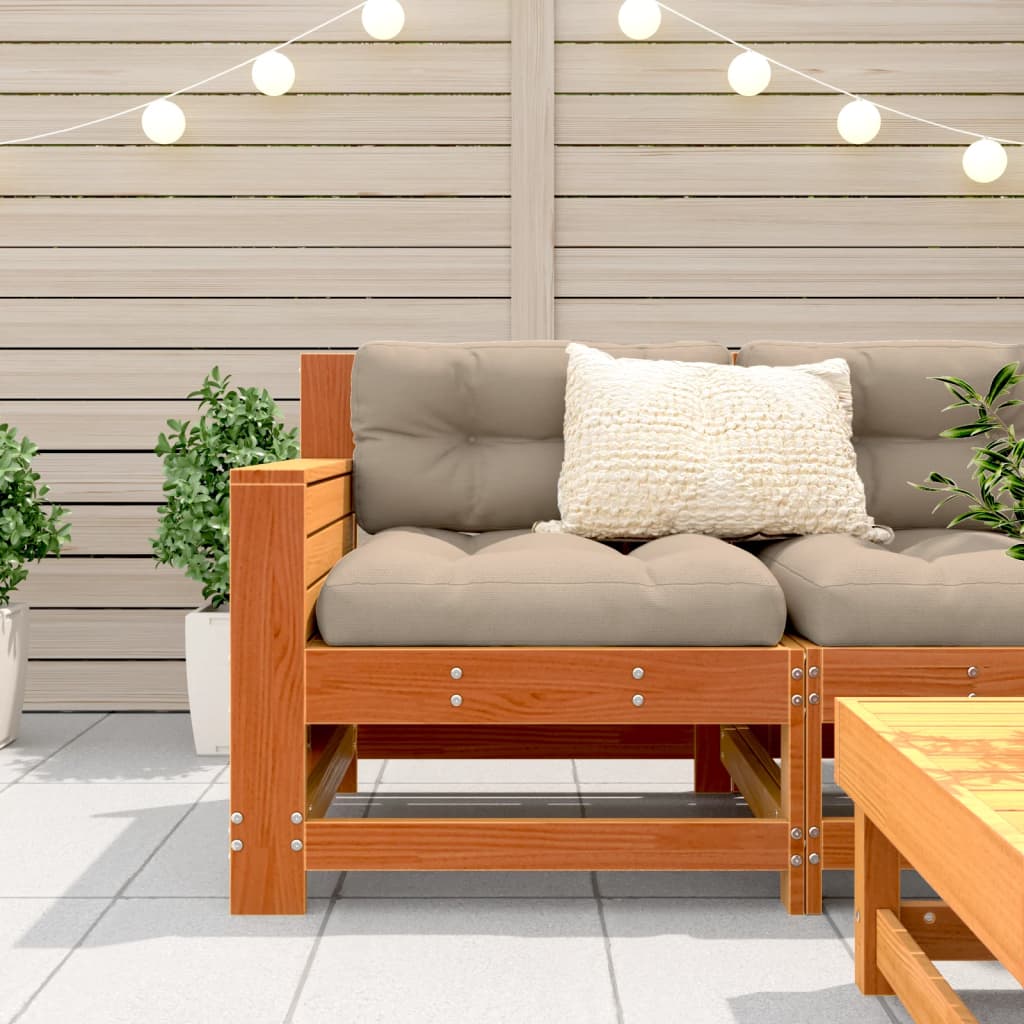 Solid Pine Garden Armrest Sofa Wax Brown 69x62x70.5 cm