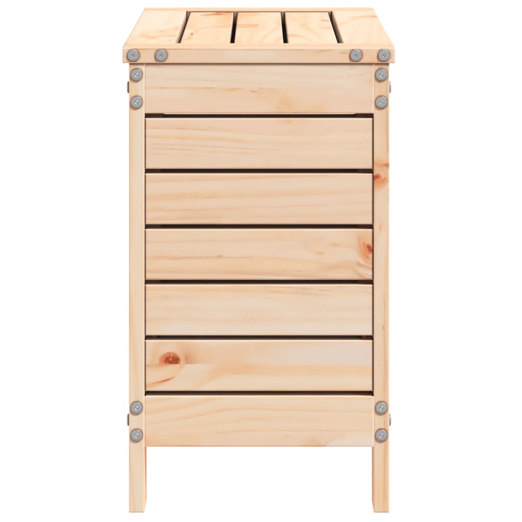 Solid Pine Wooden Garden Footstool - 62x31.5x52 cm