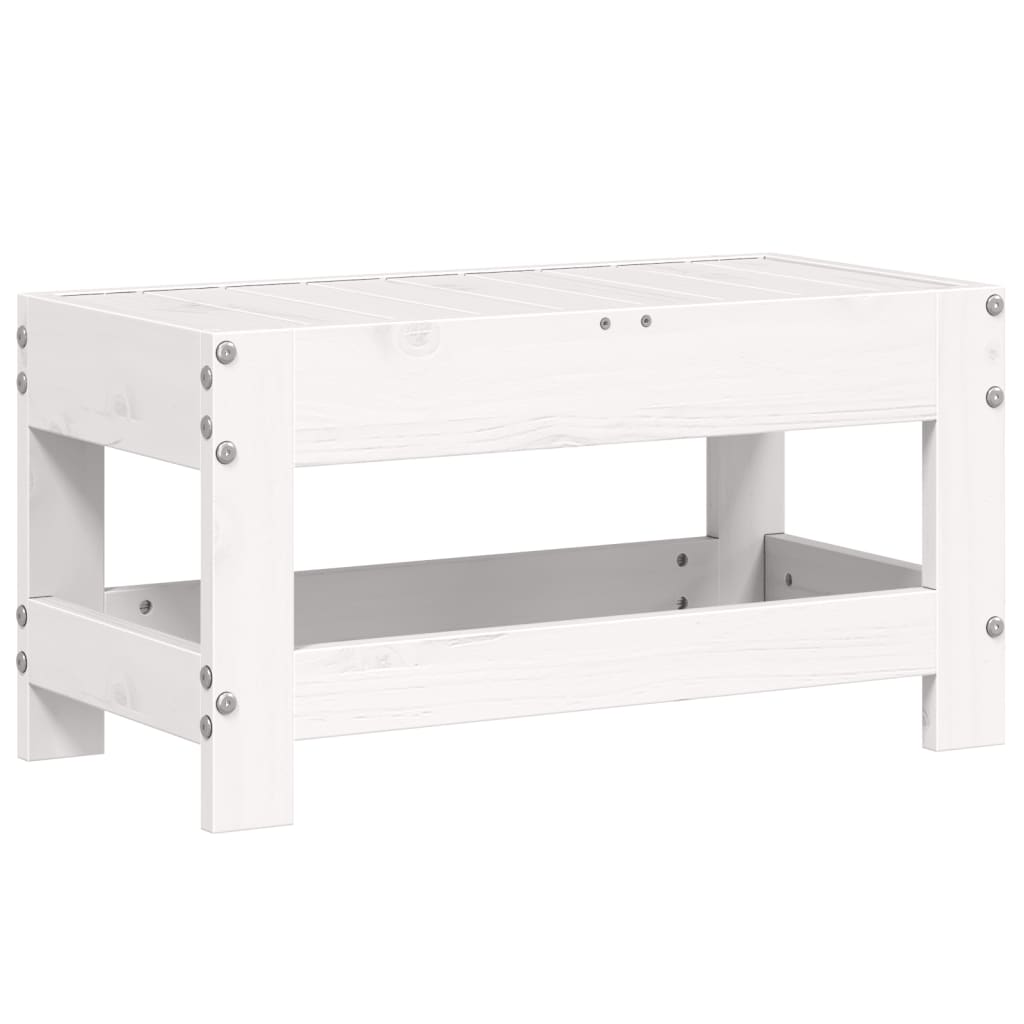 White Solid Pine Garden Footstool 62x30x32 cm