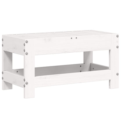 White Solid Pine Garden Footstool 62x30x32 cm