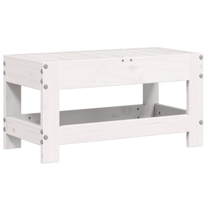 White Solid Pine Garden Footstool 62x30x32 cm