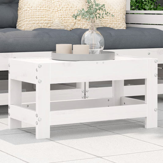 White Solid Pine Garden Footstool 62x30x32 cm