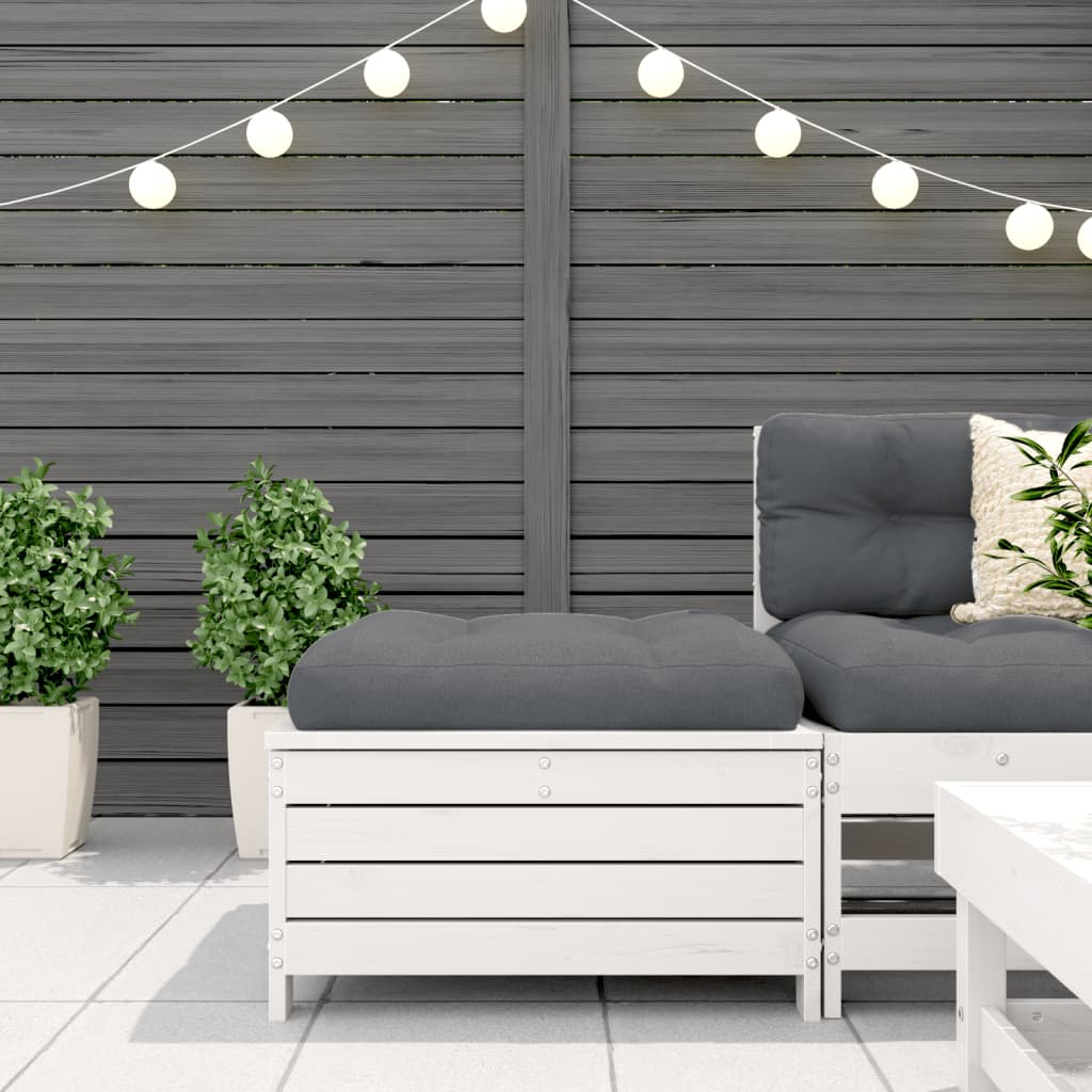 White Solid Pine Garden Footstool - 62x63.5x32 cm