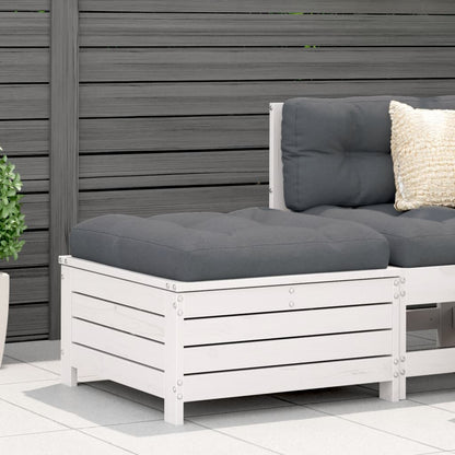 White Solid Pine Garden Footstool - 62x63.5x32 cm
