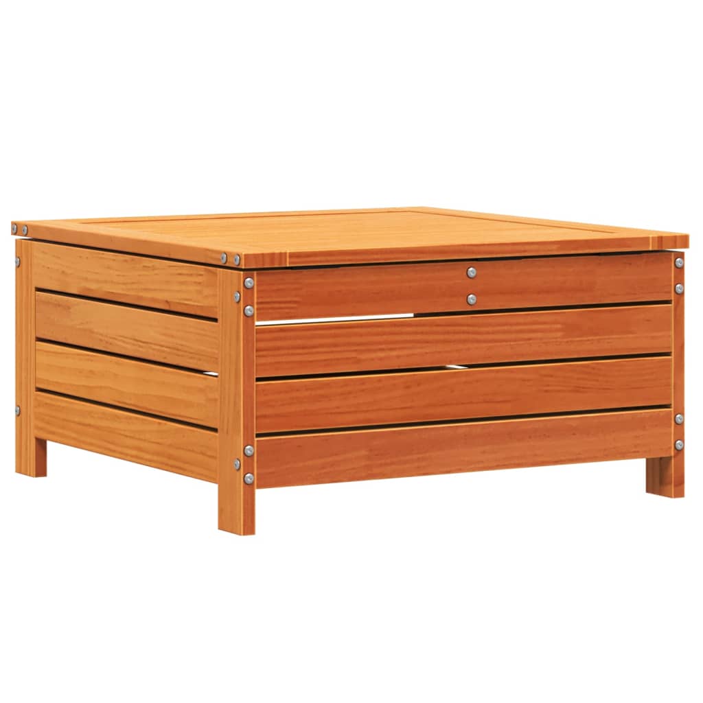 Solid Wood Pine Garden Footstool, Wax Brown, 62x63.5x32 cm