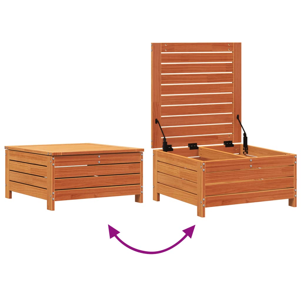 Solid Wood Pine Garden Footstool, Wax Brown, 62x63.5x32 cm