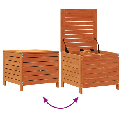Solid Wood Pine Garden Footstool - Wax Brown, 62x63.5x53.5 cm