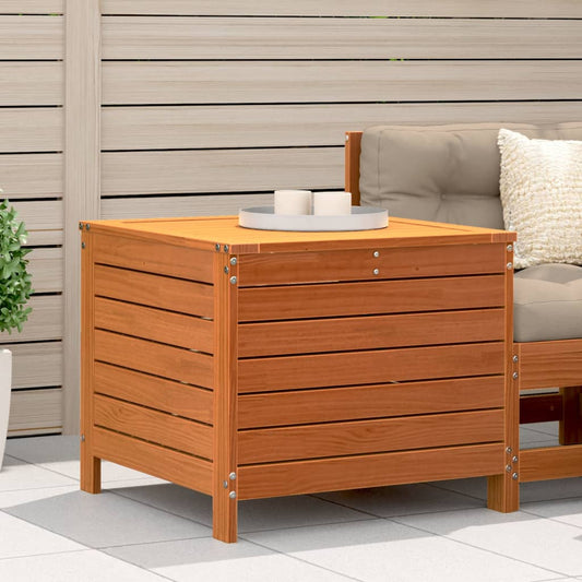 Solid Wood Pine Garden Footstool - Wax Brown, 62x63.5x53.5 cm