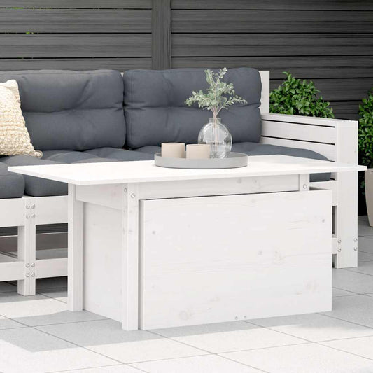 Solid Pine Garden Table, White, 100x50x75 cm