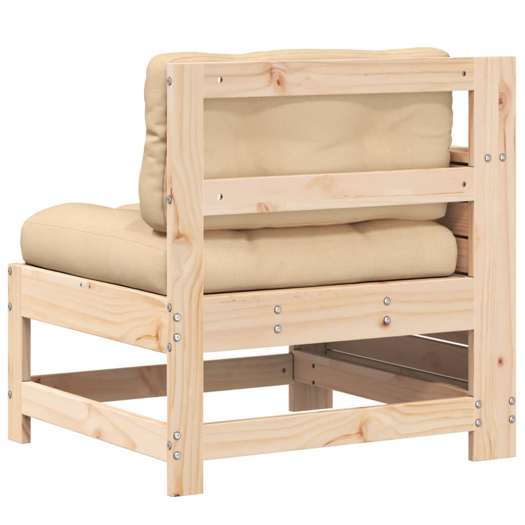 Solid Wood Pine Garden Sofa with Cushion & Armrest