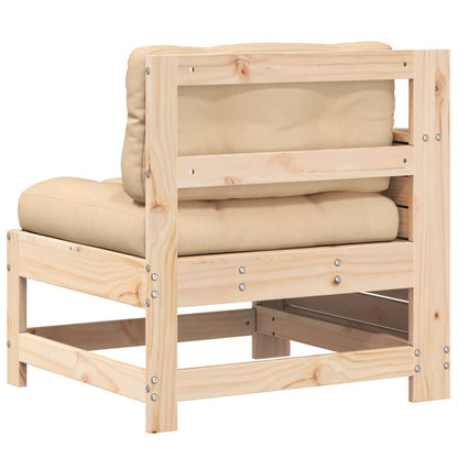 Solid Wood Pine Garden Sofa with Cushion & Armrest