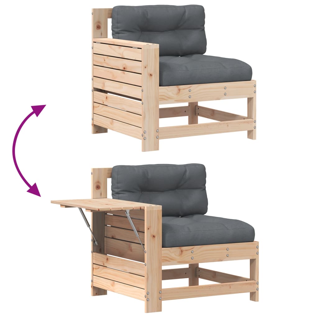 Solid Wood Pine Garden Sofa with Cushion - Comfortable Armrests