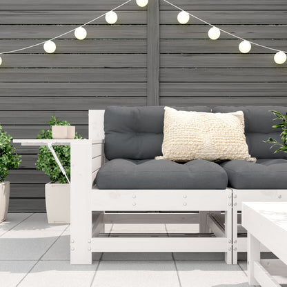 White Pine Garden Sofa with Cushion - Solid Wood Armrest Delight