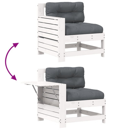 White Pine Garden Sofa with Cushion - Solid Wood Armrest Delight