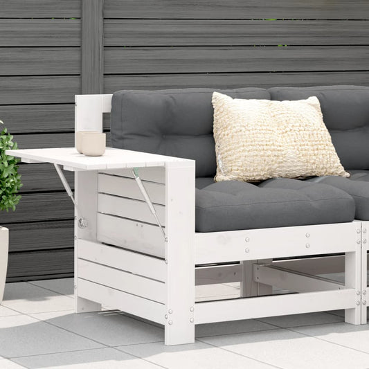 White Pine Garden Sofa with Cushion - Solid Wood Armrest Delight