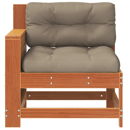 Wax Brown Solid Wood Pine Garden Sofa with Cushioned Armrests