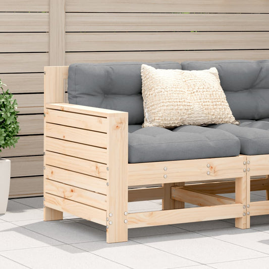 Solid Pine Garden Sofa with Cushions – Stylish Armrest Design