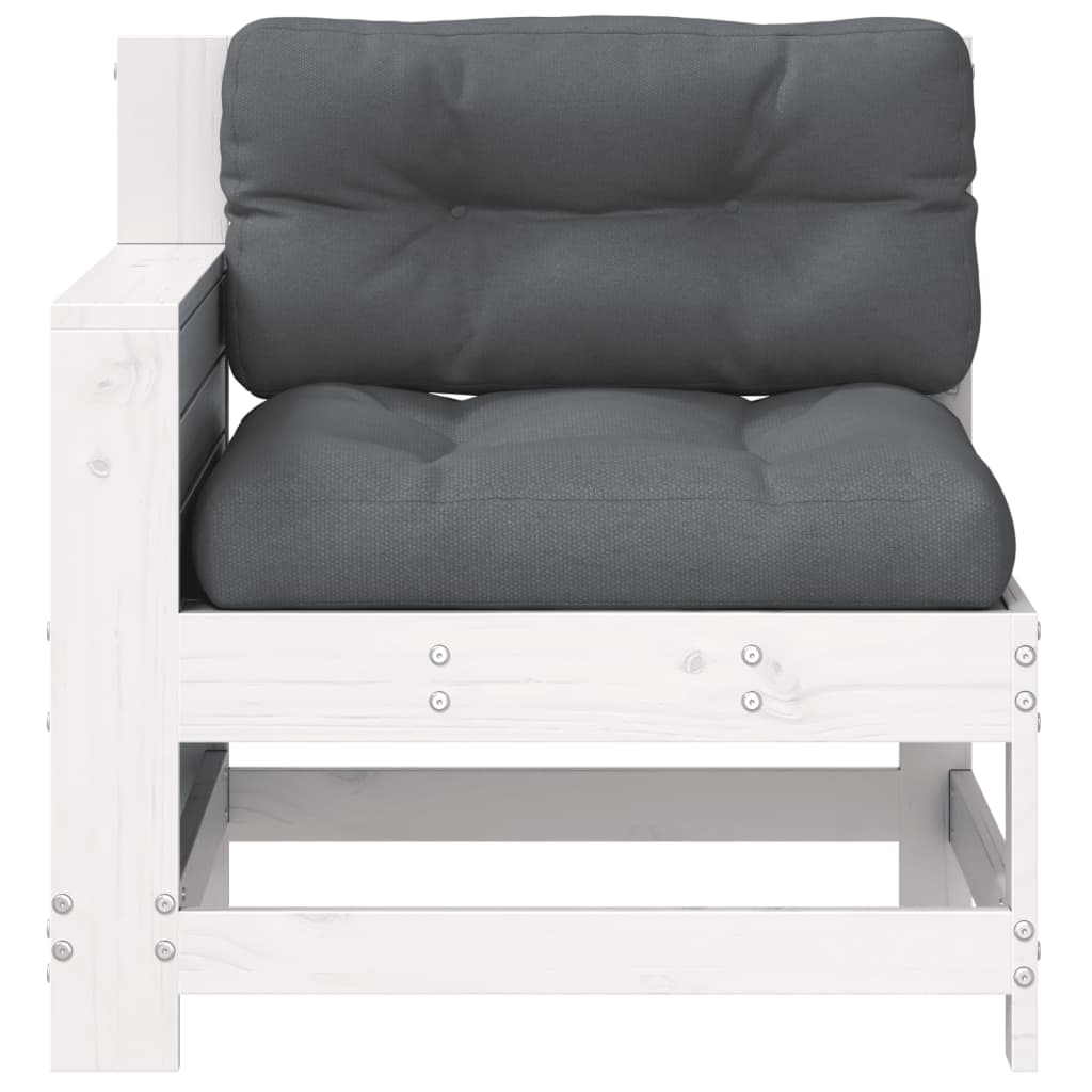 White Pine Garden Sofa with Cushion - Solid Wood Armrest Design