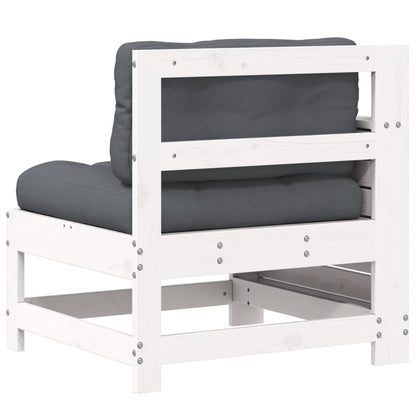 White Pine Garden Sofa with Cushion - Solid Wood Armrest Design