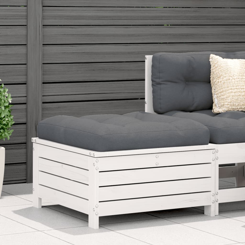 White Pine Garden Footstool with Cushion - Solid Wood Comfort