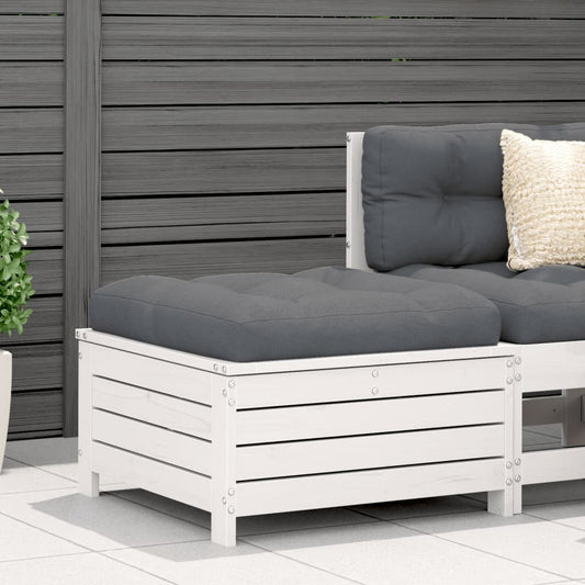 White Pine Garden Footstool with Cushion - Solid Wood Comfort