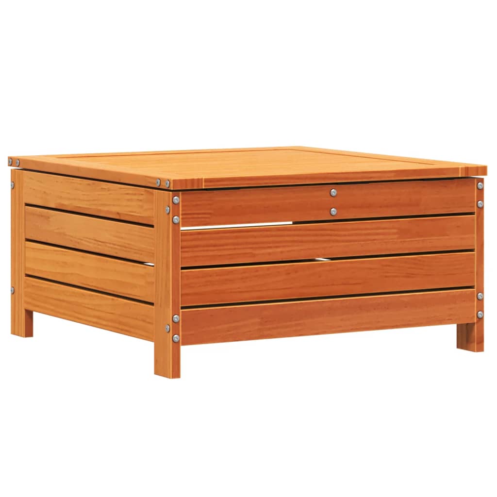 Wax Brown Pine Garden Footstool with Cushion - Solid Wood Design