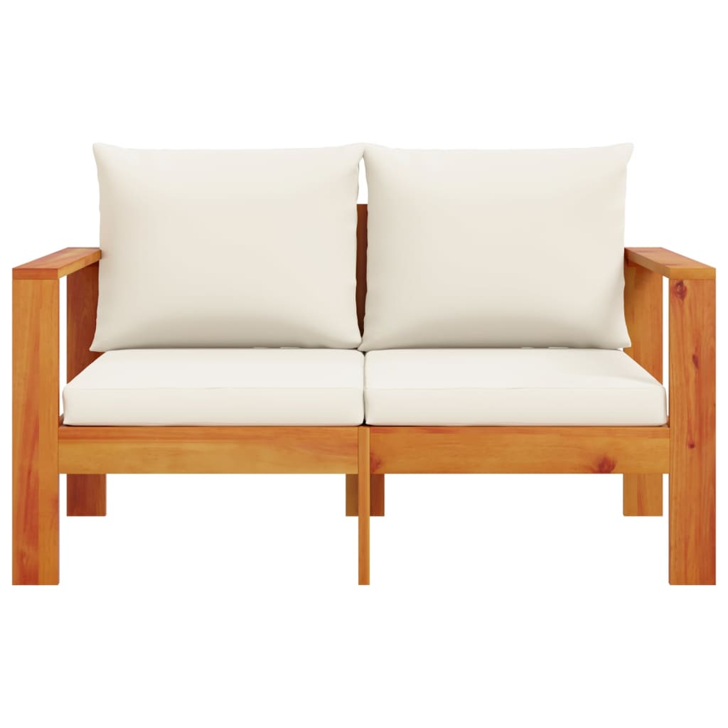 Solid Acacia Wood 2-Seater Garden Sofa with Cushions