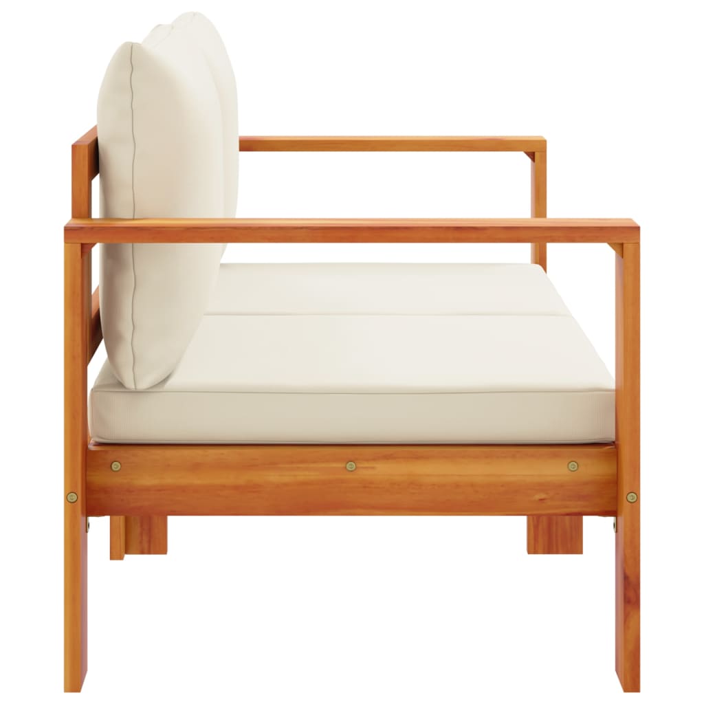 Solid Acacia Wood 2-Seater Garden Sofa with Cushions