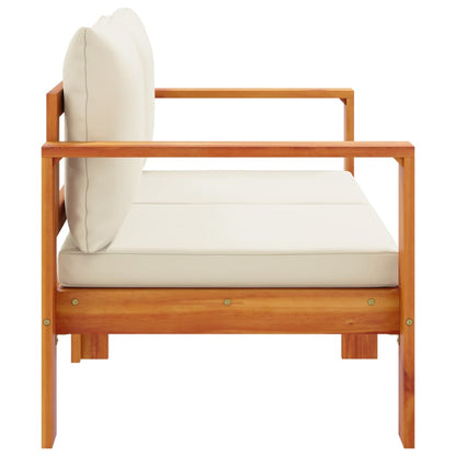 Solid Acacia Wood 2-Seater Garden Sofa with Cushions