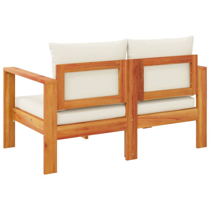 Solid Acacia Wood 2-Seater Garden Sofa with Cushions