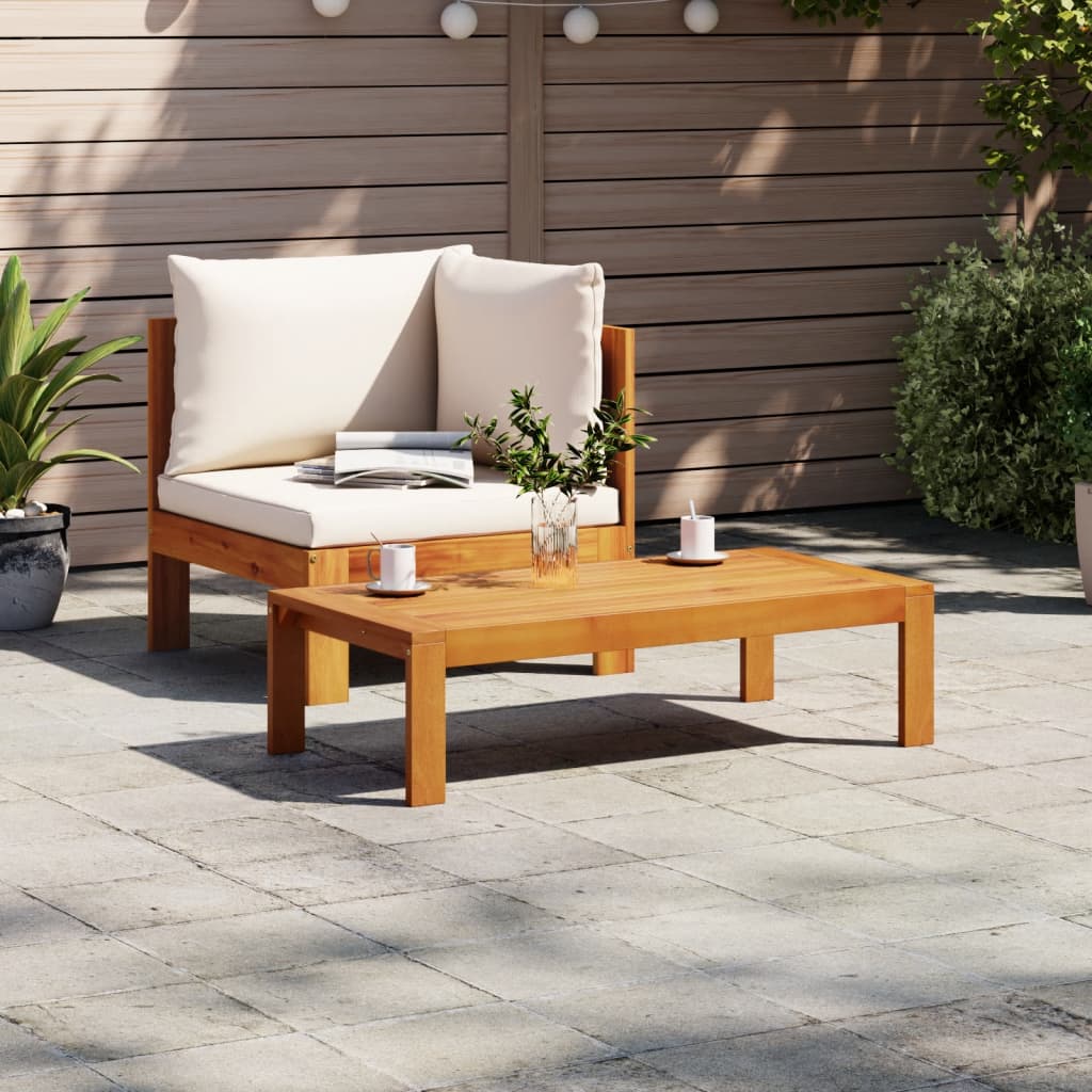 Solid Wood Acacia 2-Piece Garden Sofa Set with Cushions