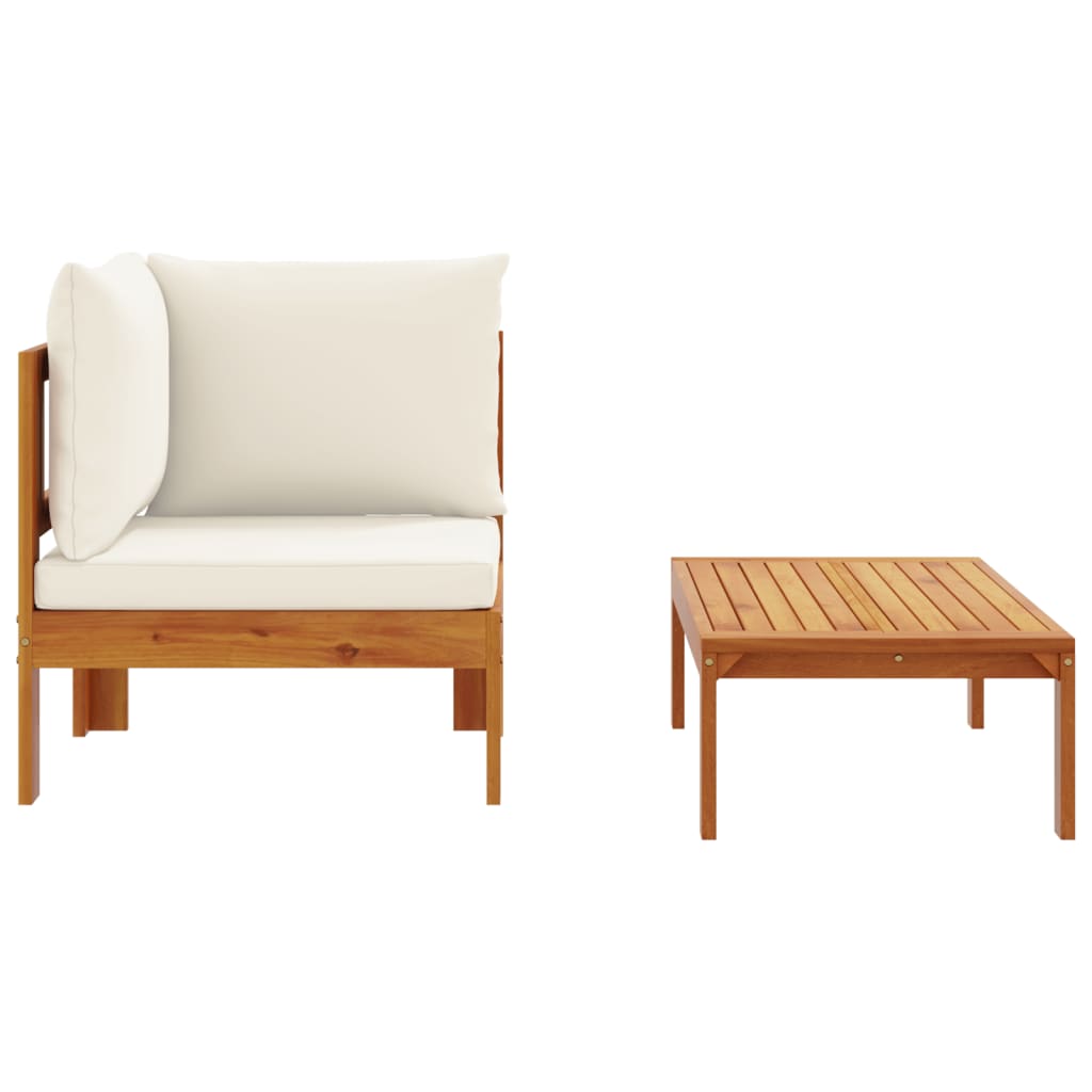 Solid Wood Acacia 2-Piece Garden Sofa Set with Cushions