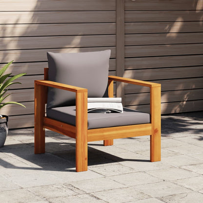 Solid Acacia Wood Garden Chair with Cushions - Natural Finish
