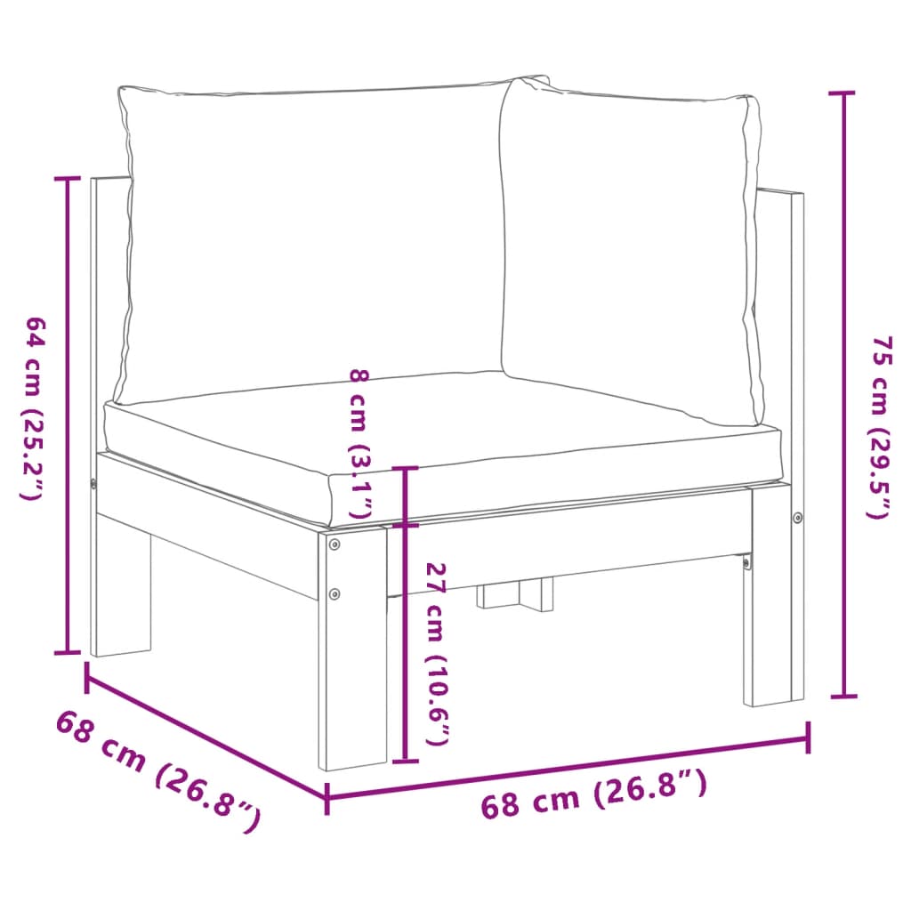 Acacia Wood Garden Sofa Corner with Cushions - Solid & Stylish
