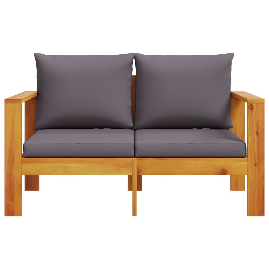 Stylish 2-Seater Acacia Wood Garden Sofa with Cushions