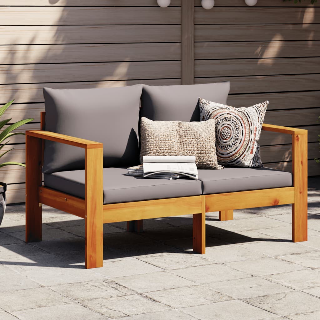 Stylish 2-Seater Acacia Wood Garden Sofa with Cushions
