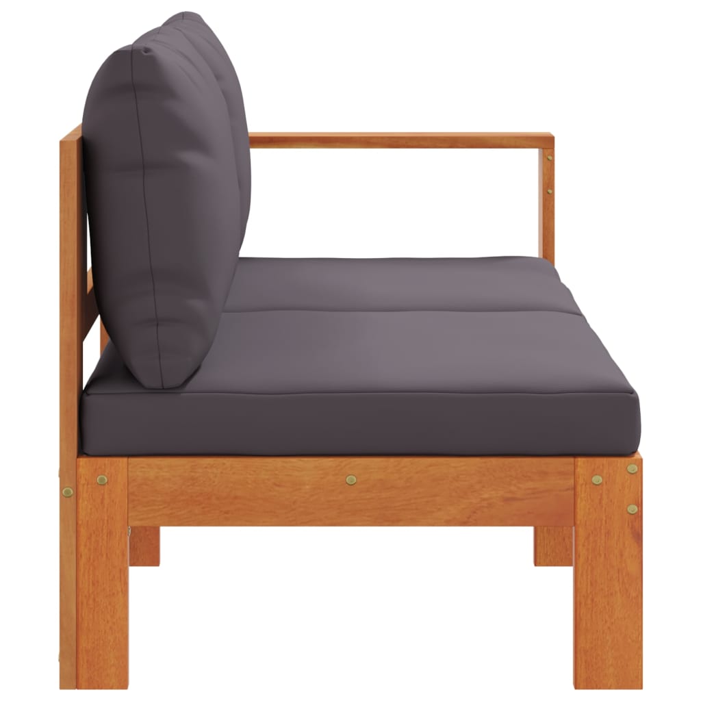 Solid Wood Acacia 2-Seater Garden Sofa with 1 Armrest