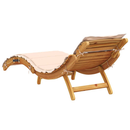 Beige Acacia Wood Sun Lounger with Cushion - Stylish & Durable
