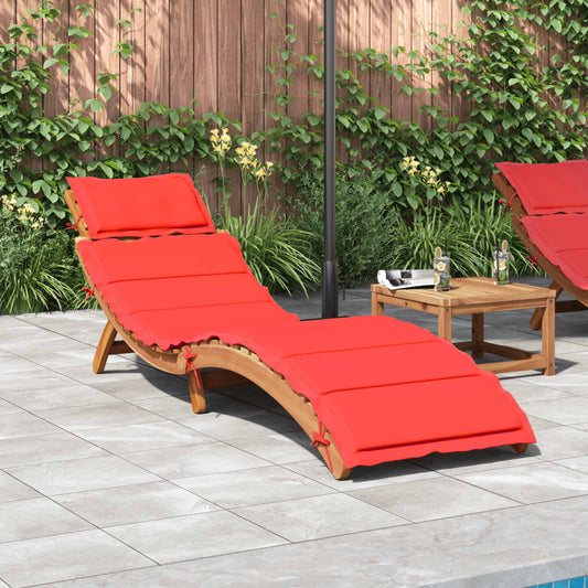 Red Acacia Wood Sun Lounger with Cushion - Stylish & Durable