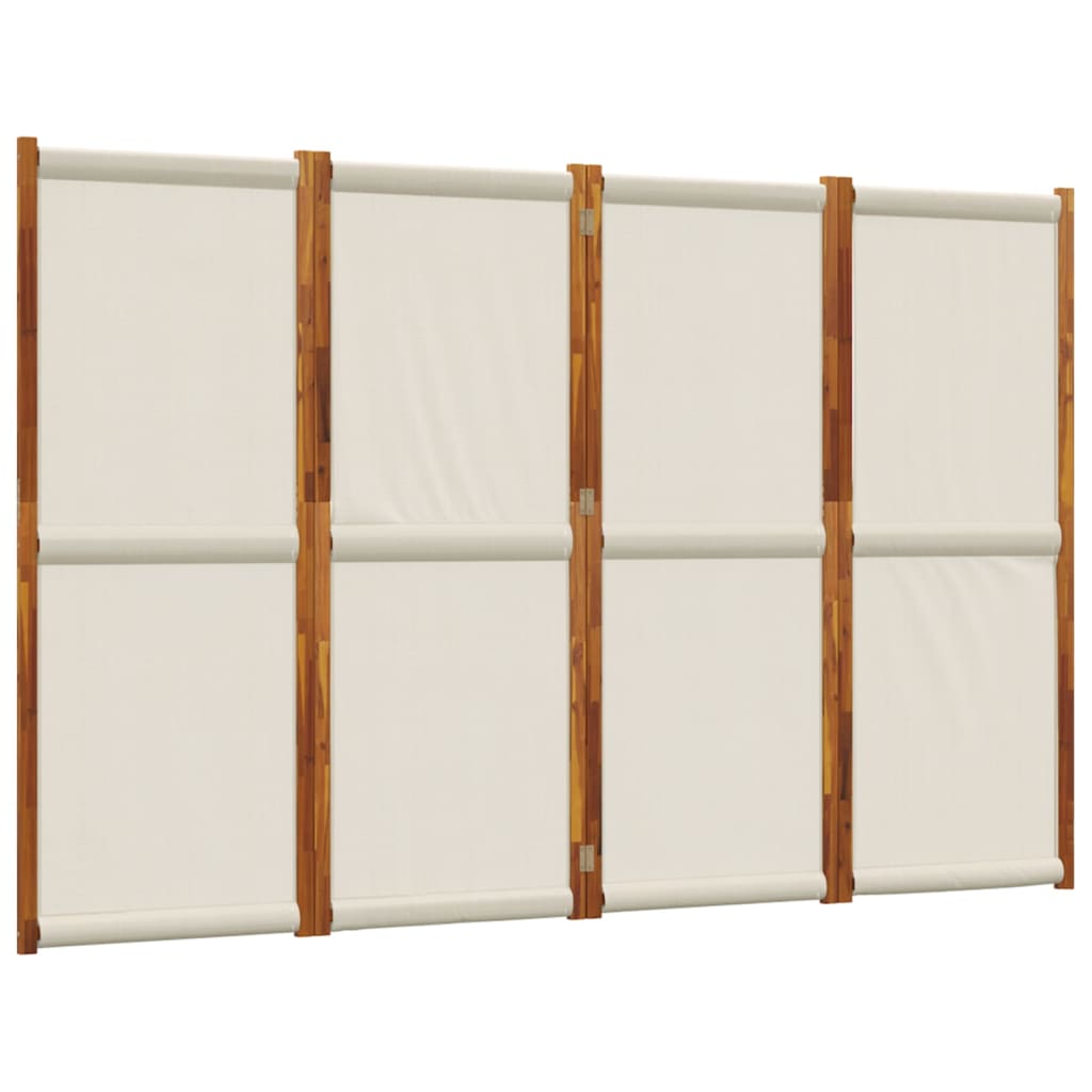 Elegant 4-Panel Room Divider, Light Grey Fabric, 280x180 cm