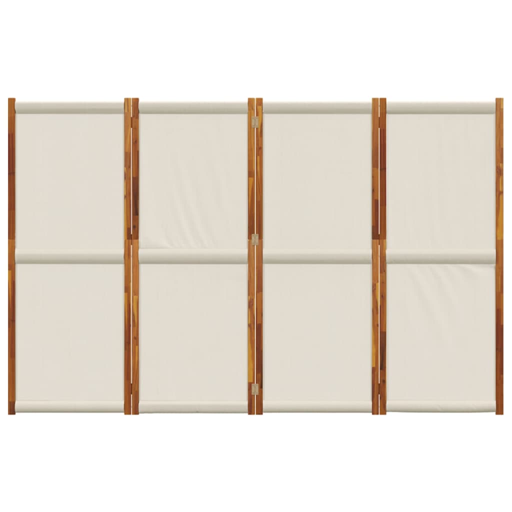 Elegant 4-Panel Room Divider, Light Grey Fabric, 280x180 cm