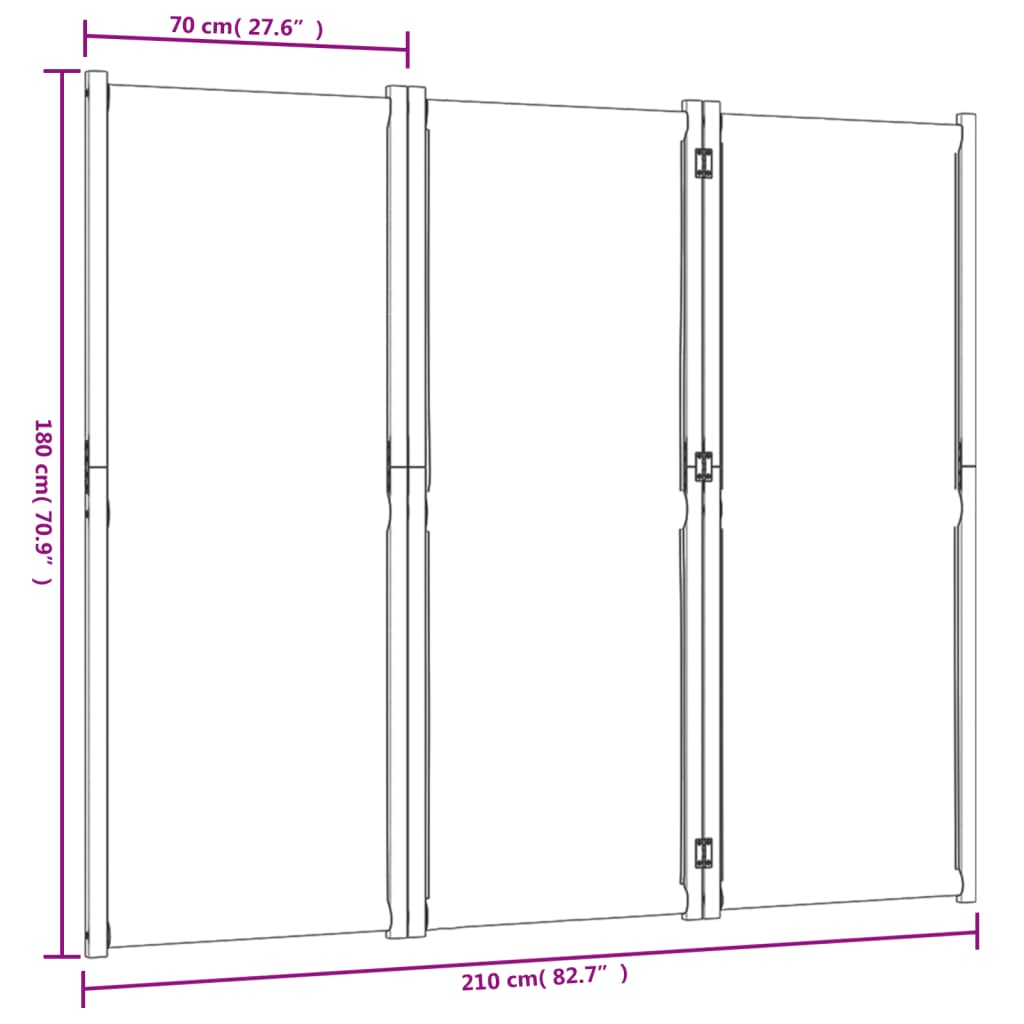 Dark Blue 3-Panel Room Divider - Stylish Privacy Screen 210x180 cm
