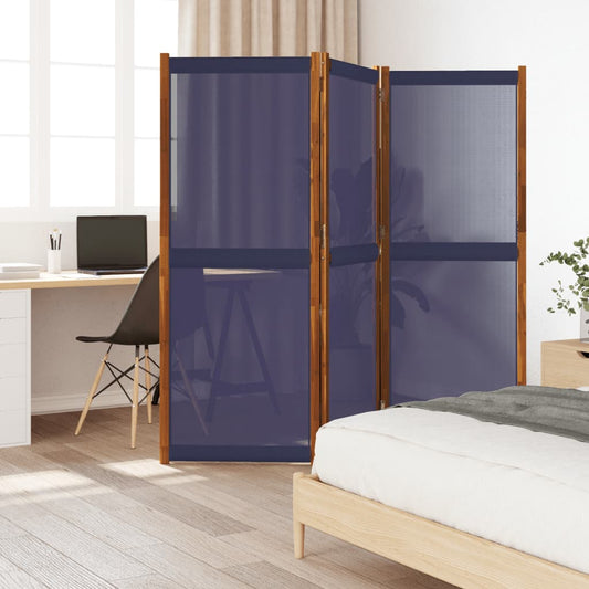 Dark Blue 3-Panel Room Divider - Stylish Privacy Screen 210x180 cm