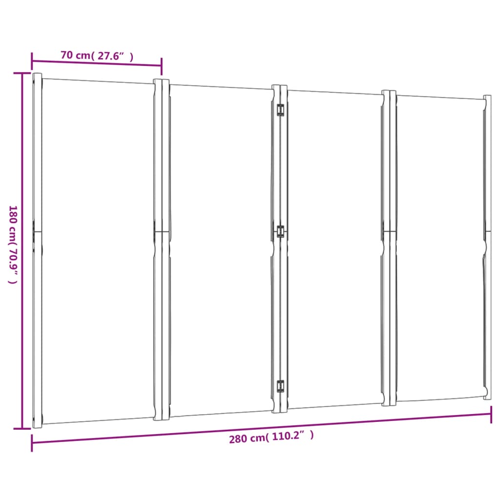 Dark Blue 4-Panel Room Divider, 280x180 cm - Stylish Privacy Screen