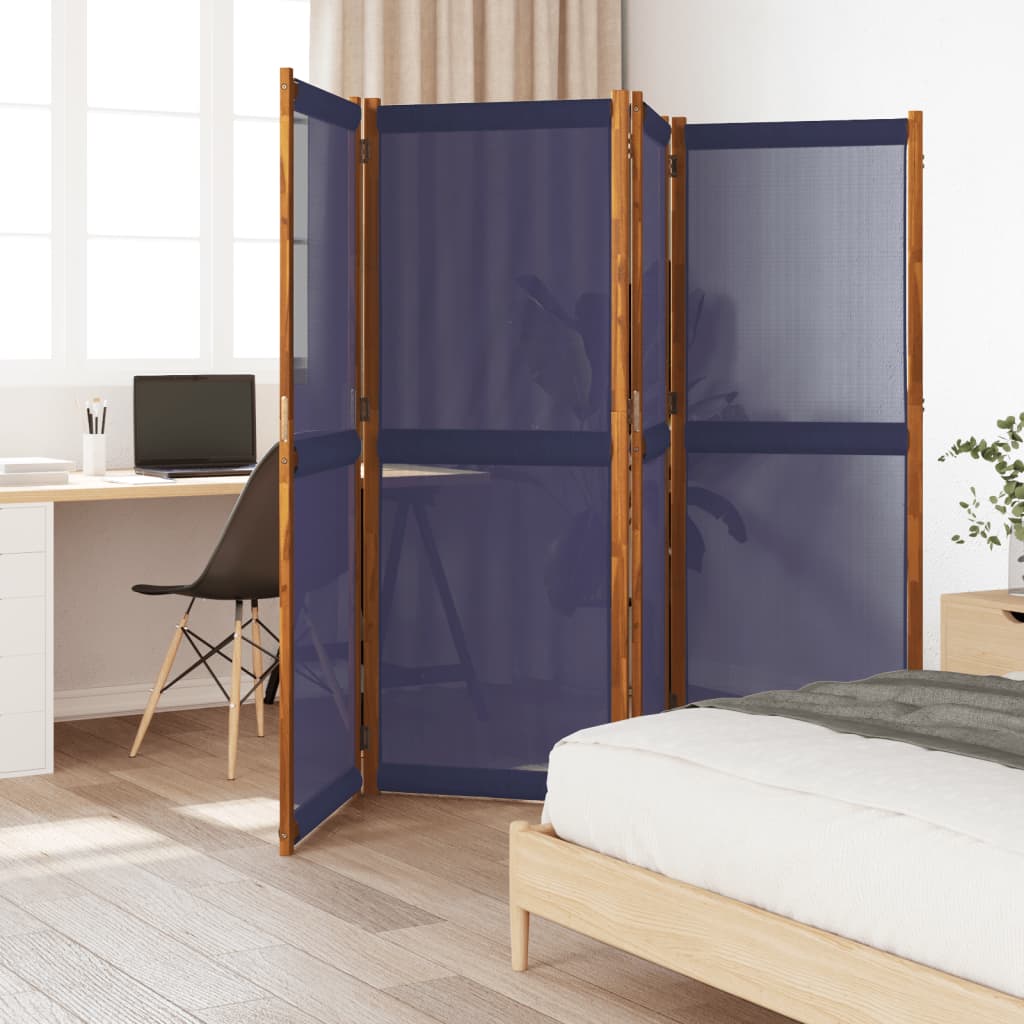 Dark Blue 4-Panel Room Divider, 280x180 cm - Stylish Privacy Screen