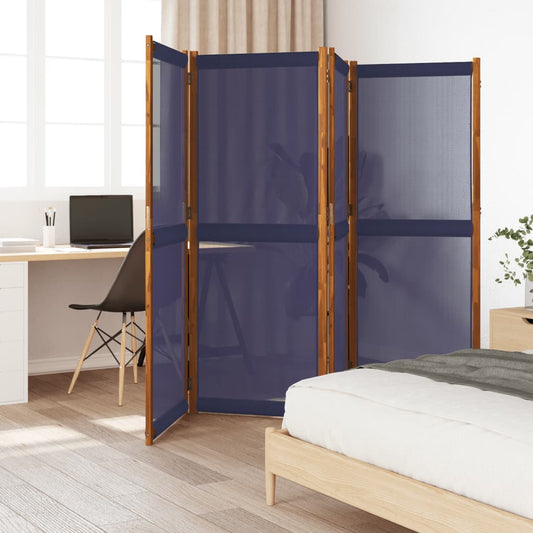 Dark Blue 4-Panel Room Divider, 280x180 cm - Stylish Privacy Screen