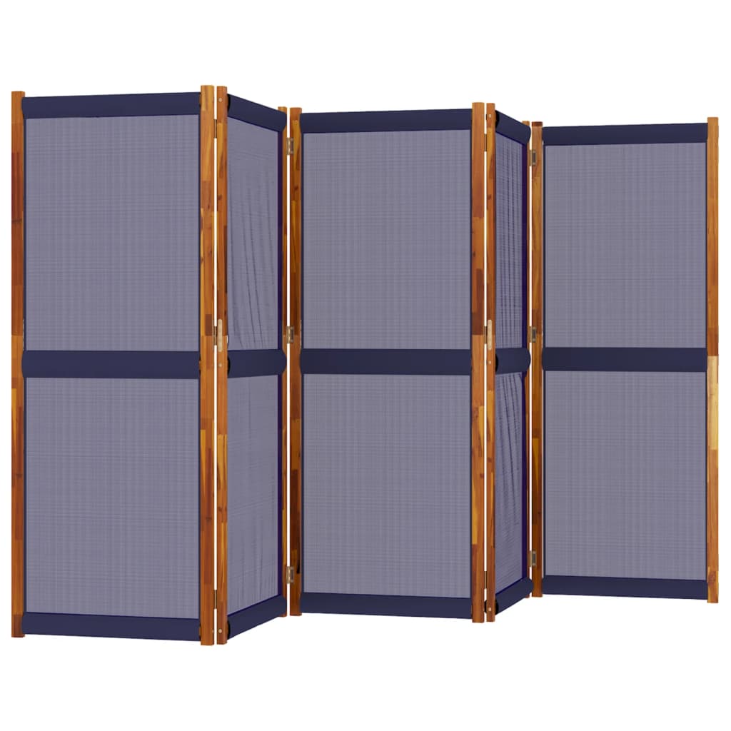 Dark Blue Fabric 5-Panel Room Divider, 350x180 cm