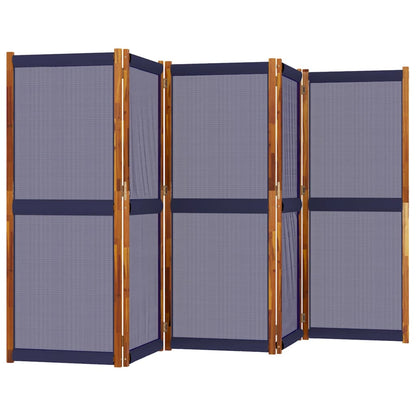 Dark Blue Fabric 5-Panel Room Divider, 350x180 cm