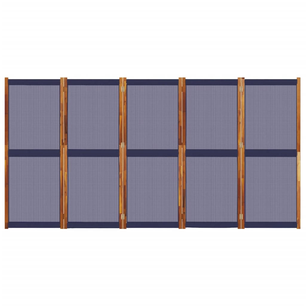 Dark Blue Fabric 5-Panel Room Divider, 350x180 cm